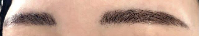 室内光で撮影した2回目施術後の眉（やや濃いめで立体感あり）