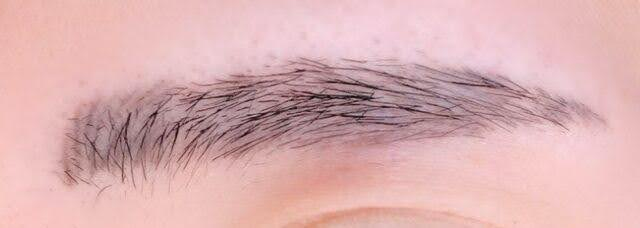 1年後も色がしっかり残っている眉の写真（左側）